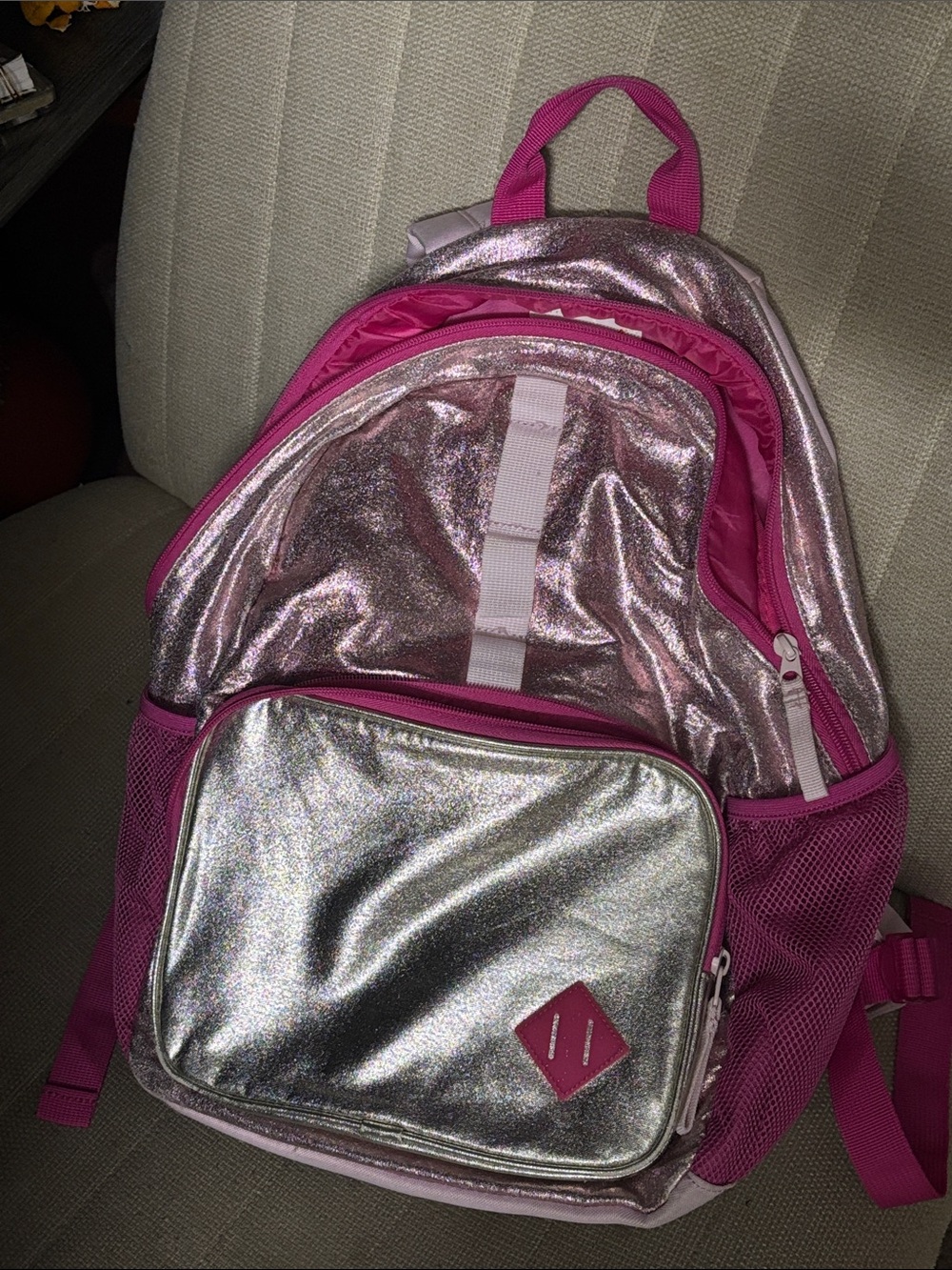 Cat & Jack Pink and Silver Kids Backpack